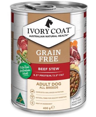 Ivory Coat Grain Free Wet Dog Food Adult Beef Stew 12 X 400g
