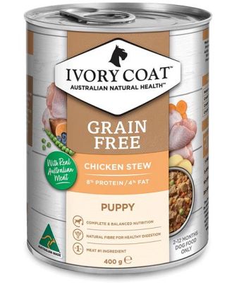 Ivory Coat Grain Free Wet Dog Food Puppy Chicken Stew 12 X 400g