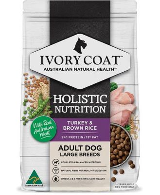 Ivory Coat Holistic Nutrition Dry Dog Food Large Breed Adult Turkey And Brown Rice 15kg
