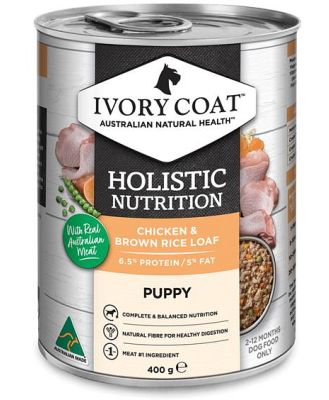 Ivory Coat Holistic Nutrition Wet Dog Food Puppy Chicken And Brown Rice Loaf 12 X 400g