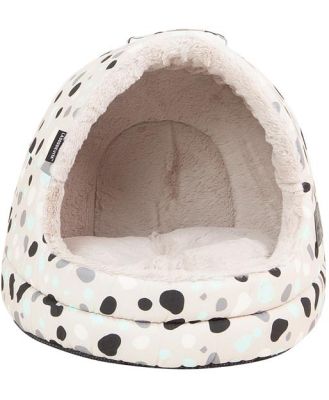 La Doggie Vita Leo Spot Hooded Cat House Taupe Each