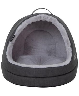 La Doggie Vita Water Resistant Hooded Cat House Charcoal Each