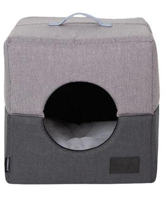 La Doggie Vita Water Resistant Two Tone Cat Cube Charcoal Grey Each