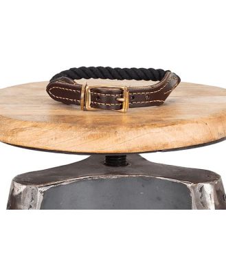 Mog And Bone Leather And Brass Rope Collar Black