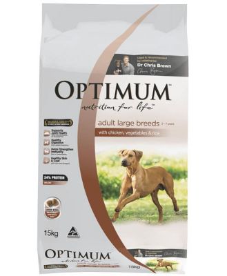 Optimum Adult Large Breed Dry Dog Food Chicken Vegetables And Rice 30kg