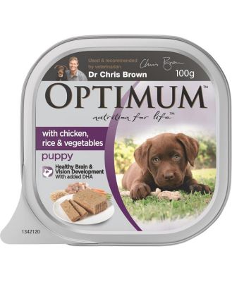 Optimum Dog Puppy Chicken Rice Veges 12 X 100g