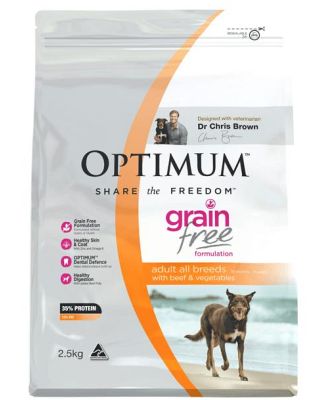 Optimum Dry Dog Food Grain Free Beef Veges 2.5kg