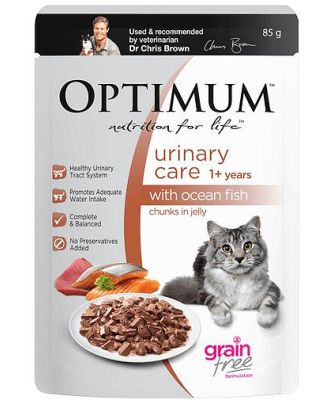 Optimum Grain Free Urinary Care Wet Cat Food Ocean Fish In Jelly Pouch 15 X 85g