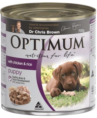 Optimum Puppy Chicken And Rice Cans Wet Dog Food 24 X 700g