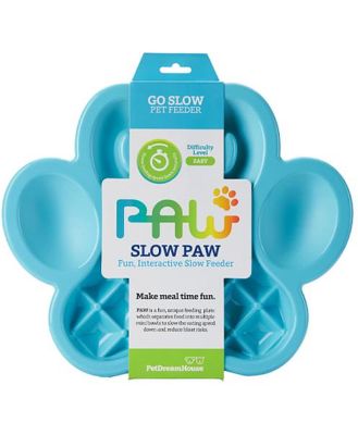 Pet Dreamhouse Paw Slow Feeder Bowl Blue Each