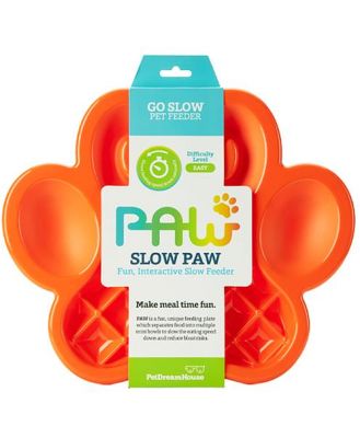 Pet Dreamhouse Paw Slow Feeder Bowl Orange Each