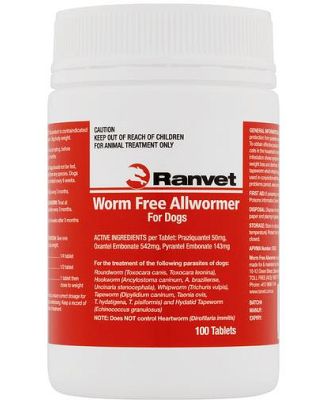 Ranvet Allwormer Small Dog 100 Tablets