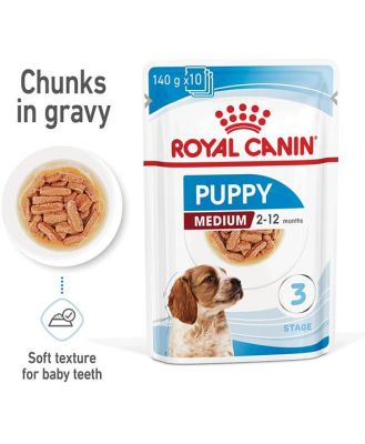 Royal Canin Medium Puppy Wet Dog Food Pouches 40 X 140g