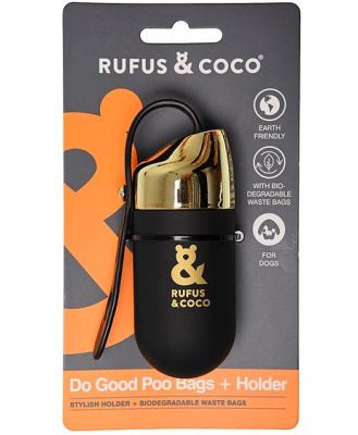 Rufus And Coco Do Good Poo Bags And Holder Black Each