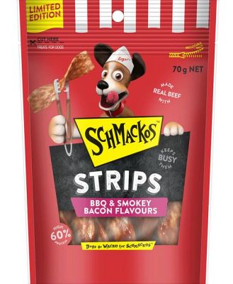 Schmackos Strips Bbq And Smokey Bacon Flavour Dog Treats 490g