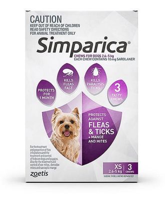 Simparica Flea Tick Chews Extra Small Dog 3 Pack