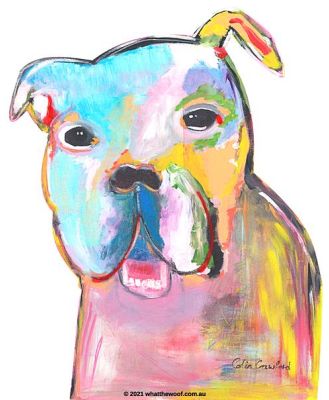 What The Woof Sticker American Bulldog Henry Each