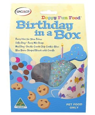Wagalot Doggy Fun Food Birthday In A Box Blue Dog Treats Each