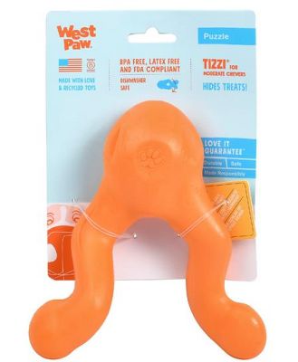 West Paw Tizzi Treat Tug Tough Dog Toy Orange