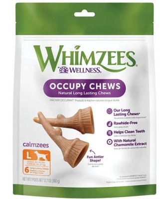 Whimzees Occupy Calmzees Antlers Dog Treats Large Value Bag 6 Pieces