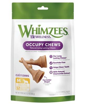Whimzees Occupy Calmzees Antlers Dog Treats Medium Value Bag 12 Pieces