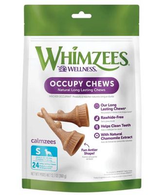 Whimzees Occupy Calmzees Antlers Dog Treats Small Value Bag 24 Pieces