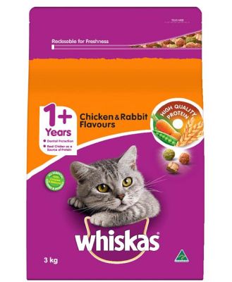 Whiskas 1 Plus Chicken And Rabbit Dry Cat Food 3kg