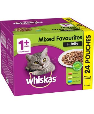 Whiskas 1 Plus Mixed Favourites In Jelly Pouches Wet Cat Food 24 X 85g