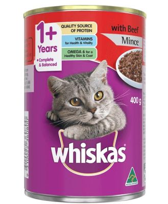 Whiskas Wet Cat Food Adult 1 Plus Beef Mince 24 X 400g