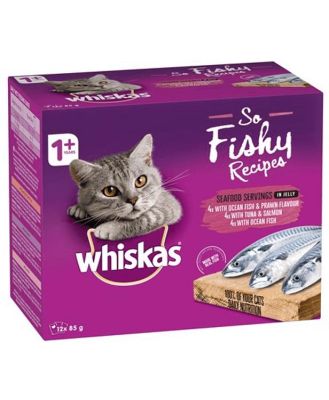 Whiskas Wet Cat Food Adult So Fishy Seafood Servings Loaf 60 X 85g