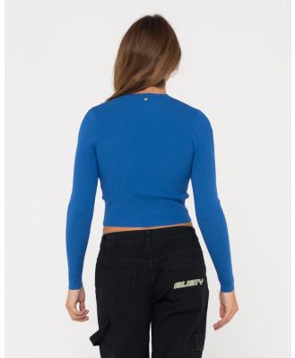 Amelia Cropped Long Sleeve Knit Top - Blue Sapphire Rusty Australia, 16 / Blue Sapphire