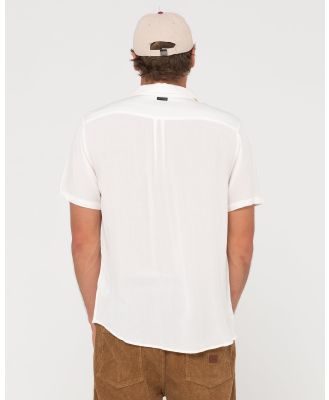 Razor Blade Short Sleeve Rayon Shirt - White Rusty Australia, L / White