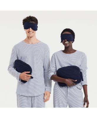 Sheridan Enfold Eye Mask And Travel Case Set in Navy/Dark Blue Material: Polyester/Tencel/Lyocell @Sheridan Rewards