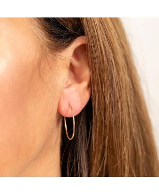 9ct Rose Gold Plain 20mm Sleeper Earrings