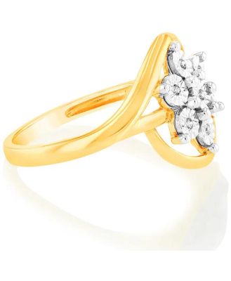 9ct Whitte & Yellow Gold Cross Over Diamond Ring, M