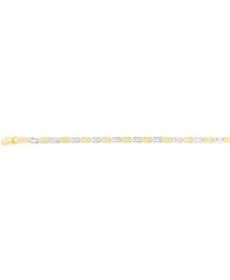 9ct Yellow And White Gold Fancy Rectangle Links 19.1cm Bracelet