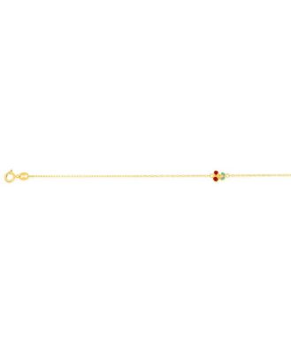 9ct Yellow Gold Enamel Pair of Cherries 19cm Bracelet