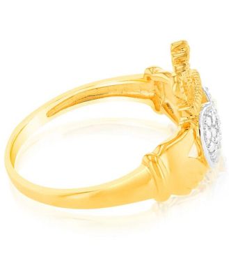 9ct Yellow Gold King Heart Shaped Diamond Ring, M