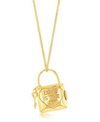 9ct Yellow Gold Lock And Key Locket Pendant, 9ct Yellow Gold SOLID Curb Chain 50cm 30 Gauge (10147605)