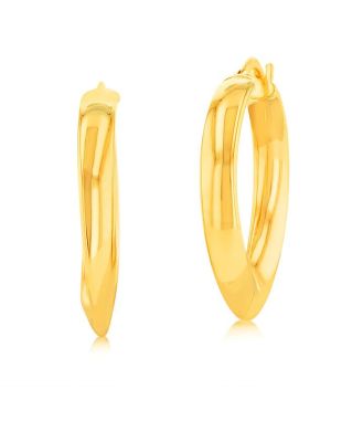 9ct Yellow Gold Silverfilled Fancy 20mm Hoop Earrings