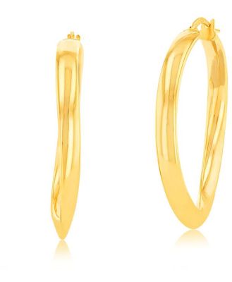 9ct Yellow Gold Silverfilled Fancy 30mm Hoop Earrings