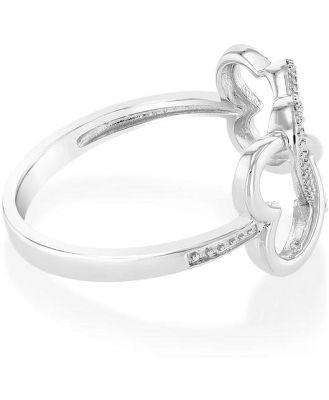 Infinity Heart Shaped Diamond Ring In Sterling Silver, M