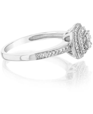 Sterling Silver 1/10 Carat Diamond Cushion Shaped Ring