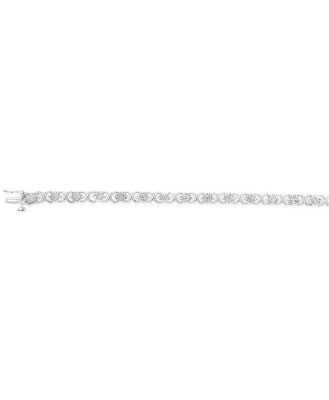 Sterling Silver 1/4 Carat Diamond 18.5cm Hugs and Kisses Bracelet