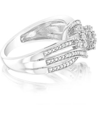 Sterling Silver 1/4 Carat Diamond Cluster Ring