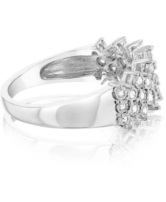 Sterling Silver  1/5 Carat Diamond Cluster Ring