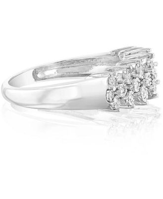 Sterling Silver Cluster Ring in 1/7 Carat Diamonds