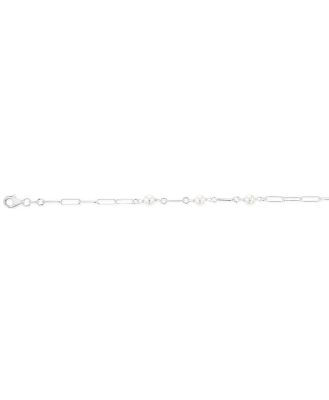 Sterling Silver Fresh Water Pearl Paperclip 19cm Bracelet