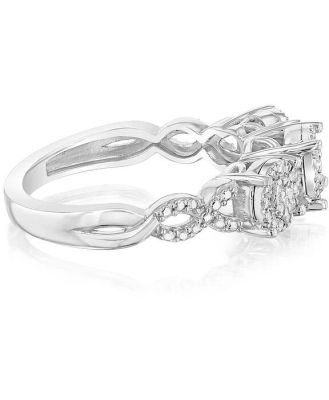 Sterling Silver Trilogy Ring with 1/5 Carat Diamonds