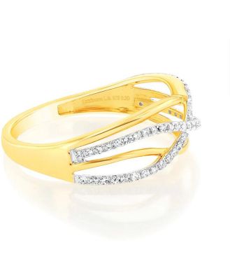 9ct Yellow Gold Luminesce Lab Grown Double Band Diamond Ring